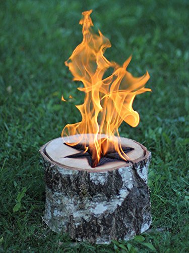 Flammenco 73901 Sternenfeuer Schwedenfeuer aus Birkenholz Höhe ca. 21 cm – Ø 22-28cm – Der Blickfang für jede Garten- und Grillparty – TOP QUALITÄT! - 2