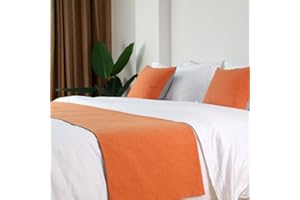 QRGMKL Nordeuropa Bettläufer und passende Kissen Moderner einfacher Bettläufer für das Fußende des Bettes Einfarbiger weicher Bettschalschutz für Schlafzimmer Hotel-Orange||240X48cm for 1.8m Bed