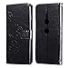 Produktbild HUDDU Schwarz Schutzhülle für Sony Xperia XZ2 Hülle Schmetterling Embossed Flip Handyhülle Slim Leder Tasche Wallet Case Cover Ledertasche im Bookstyle mit Kartenfach Magnetverschluss Stand Wrist Strap Brieftasche Etui Handytaschen für Sony Xperia XZ2 Klapphülle