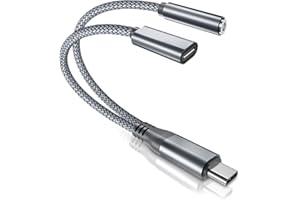 Ruxely Adaptateur Audio Jack et Chargeur USB Type C vers 3.5mm Convertisseur Charge Casque Ecouteur 2 en 1 pour iPad 10 Pro 11 Mini 6 Air 4 5,iPhone 15,Samsung Galaxy S24 S23 S22,Tab S9,16,A33 A54 A72