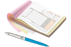 PAPELIVI Pack 10 Talonario ALBARÁN 1/4 Apaisado Triplicados Autocopiativos 50 juegos de 3 hojas Mod. T-166AT + Boligrafo INOXCROM B55 Fiesta Azul