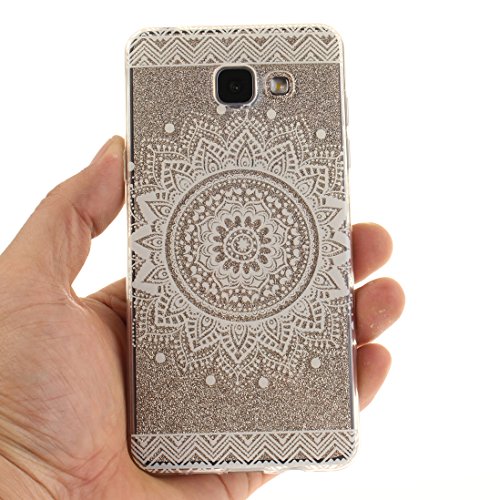 Funda Samsung Galaxy A5 2016 SM-A510F Wanxida Funda de Silicona TPU Carcasa Transparente Clara Soft Clear Case Cover Funda Blanda Delgada Carcasa Suave Ligera Caja Anti Rasgu  os Anti Choque Funda protectora con Dise  o   nico - Flor Blanca de Mandala