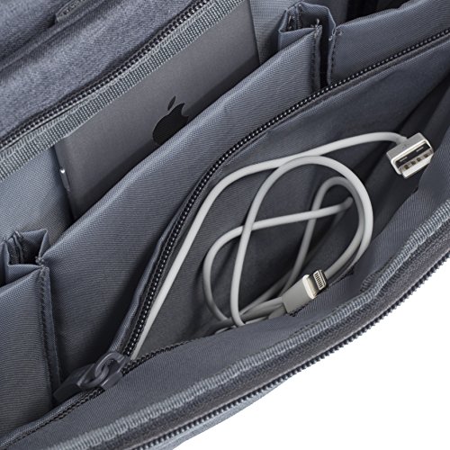 RIVACASE Notebooktasche bis 15.6″ – Stilvolle Tasche aus wasserabweisenden Material und gepolsterten Seiten – Grau - 7