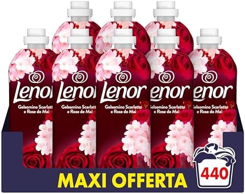 Lenor Ammorbidente Lavatrice Concentrato 440 Lavaggi (8X55), Gelsomino Scarlatto E Rose De Mai, Freschezza Che Dura 3 Volte Più A Lungo Con Tecnologia Olii Profumati