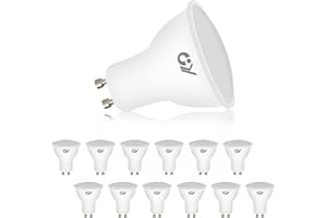GY Lot de 12 Ampoules LED GU10, 8W équivalent 80W, 800 lumens, Blanc Froid 6500K, 120° Larges Faisceaux, Ampoule GU10 Led Non-Dimmable