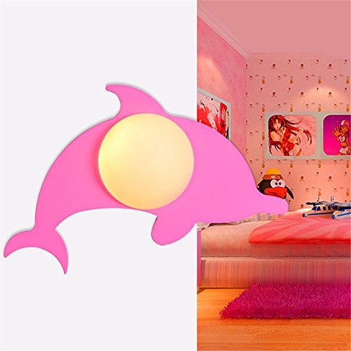 Preisvergleich Produktbild SADASD Warme und Schöne Cartoon Kinderzimmer Wandleuchte Schlafzimmer Bett Dolphin Wandleuchte, 20-30 W, Rosa Optional: Lampen + warmes Licht LED-Leuchten LED
