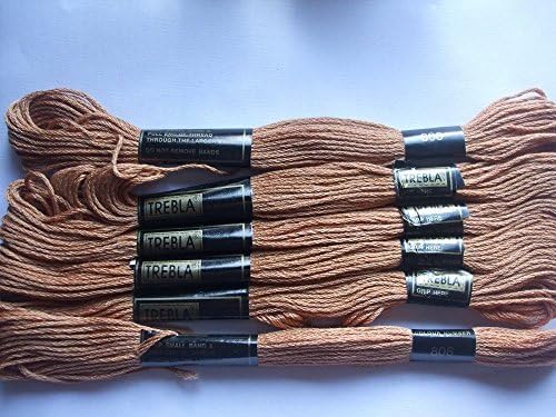 Trebla Pack of 6 Embroidery Thread/Skeins - 8m - Dark Beige - Col. 806