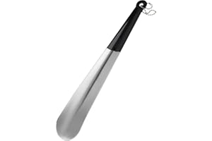 CDRPD 1 Pcs Chausse Pied en Acier Inoxydable,Chausse Pied Long Metal,Chausse Pieds Long Manche,Chaussé Pied Avec Corde et Trous Suspendus,avec Manchon en Caoutchouc,Facile à Utiliser(30cm,Argent)