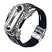 Produktbild bloatboy Luxus Leder Uhrenarmband + Metallgehäuse Für Xiaomi Mi Band 4 Watch, Langlebig Ersatz Uhrenarmband (Blau)