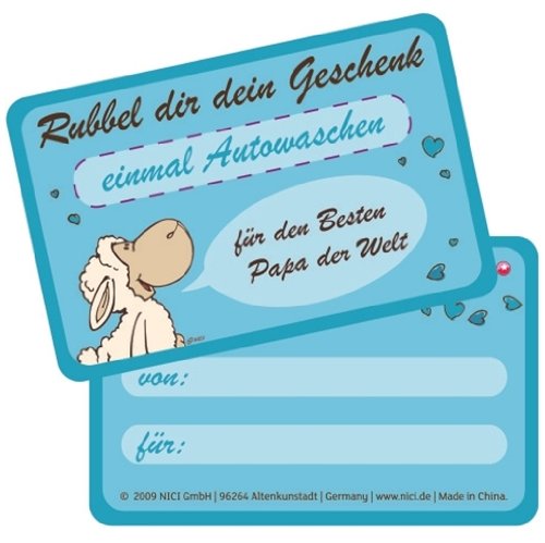 Preisvergleich Produktbild 32787 - NICI - Elsa&Gustav - Gutscheinkarte "einmal Autowaschen"