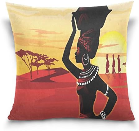 Yoshop Classic African Woman Women 16"X16" Zippered Square Cushion Case Pillow Covers(Two Sides)