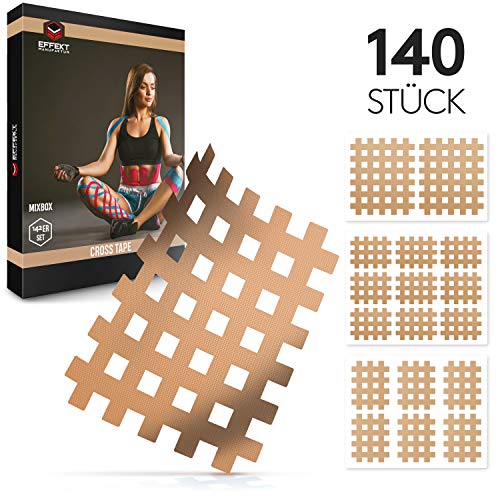 Effekt Manufaktur - Gittertape mit extra starkem Kleber I Wasserfeste Gitterpflaster mit E-Book I Original Akupunkturpflaster, Cross Tape (Beige)