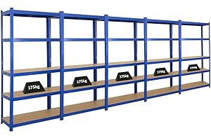 PROREGAL Mega Deal 5X étagère Robuste Ragnar | HxLxP 180x90x40cm | Charge du Compartiment 175kg | Noir | Étagère de Garage, étagère de Cave