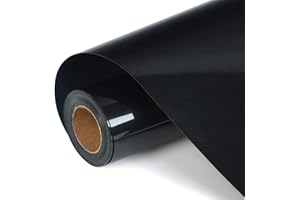 Heinaroman Vinile Termoadesivo per Tessuti - 30,5 cm x 152 cm Termovinile per Tessuti per Rilievo di taglio e contorno, Vinile HTV per T-Shirt Abbigliamento, Facile da tagliare e diserbare (Nero)