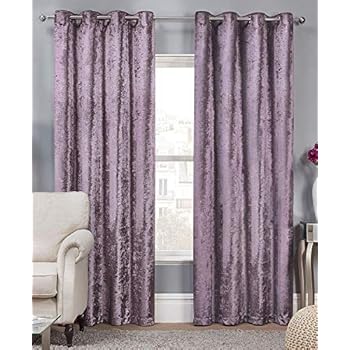 Crushed Velvet Effect Lined Ring Top Curtains Pair 45 X 72