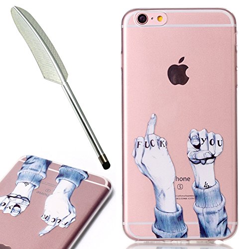 iPhone 6 Hülle 4,7 zoll, Vioela Niedlich Lustig Wunderlich Karikatur Tiere Früchte Tropisch Muster Kratzfeste Bumper Ultradünnen Weiche TPU Gummi Silikon Handyhülle Schutzhülle Klar Durchsichtig mit Motiv Silikon Hülle Silikonhülle Rückdeckel Handy Tasche Cover Case für 4,7 zoll iPhone 6/6S, Fuck You