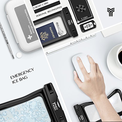 Wasserdichte hülle tasche beutel handyhülle YOSH® für iPhone 6 6s Plus Schnorcheln Tauchen Samsung S6 S7 S8 Note LUMIA 950 Huawei P8 P9 P10 BQ Aquaris Moto, bis zu 6 Zoll. Für Geld Reisepass (Schwarz) - 6