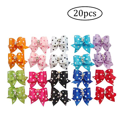 Preisvergleich Produktbild lujiaoshout 20 PCS-Haustier-Haar-Bögen, Kitten Puppy Pferdekopfschmuck Körperpflege-Accessoires Hundehaar beugt mit Gummibändern