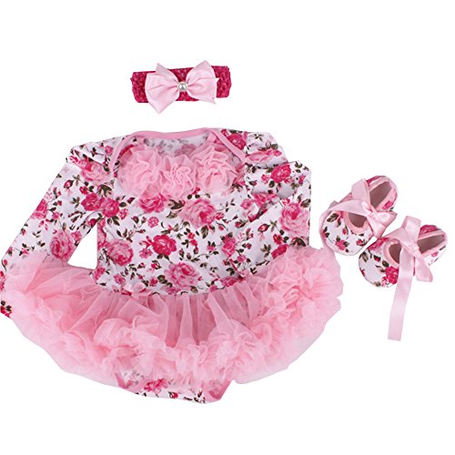 ZOEREA Newborn Baby Headband + Romper + Shoes Outfit Clothes Tutu Dress 0-12M Baby Summer Set 3 Piece Romper + tutu pleated skirt + bow headband girl dress Iben So Nb Spencer W / letter newborn baby girl dress Minnie head Bodysuit Onesie Tutu Dress + headband leg warmers baby shoes - girls dress model Precious with silver dots