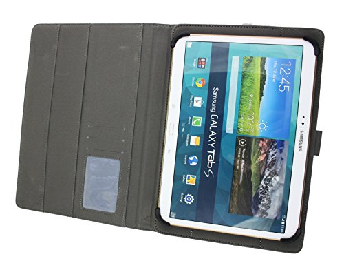 Emartbuy® Vodafone Tab Prime 7 4G 10.1 Zoll Tablet PC Universal ( 10 – 11 Zoll ) Schwarz Distressed Multi Angle Exekutiv Folio Mappen Kasten Abdeckung mit Kartensteckplätze + Eingabestift - 4