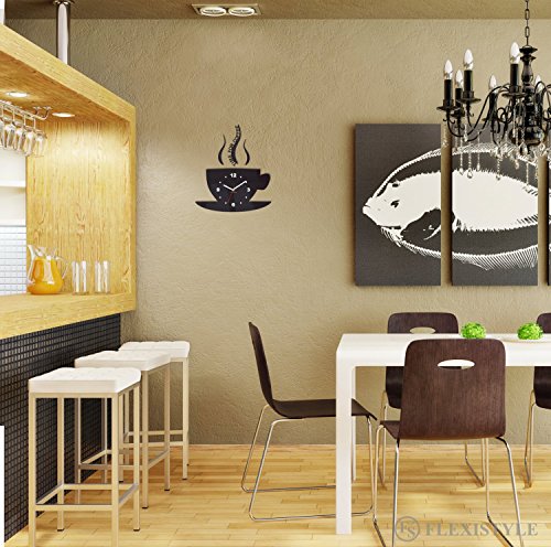 TASSE Zeit für Kaffee Moderne Küche Wanduhr, schwarz, 3d römisch, wanduhr deko - 4