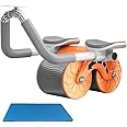 Suicune Automatic Rebound Abdominal Wheel, Ab Roller Wheel with Timer Elbow Support for Beginners, Exercise Double Wheel with Knee Mat Holder for Body Fitness Strength Training Home Gym