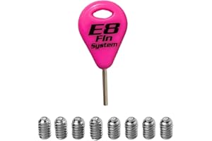 E8 Fin System - Pack de 1 Llave para Quillas, Aletas de la Tabla de Surf y 8 Tornillos de Aleta de Acero Inoxidable - Accesorios Tabla Surf