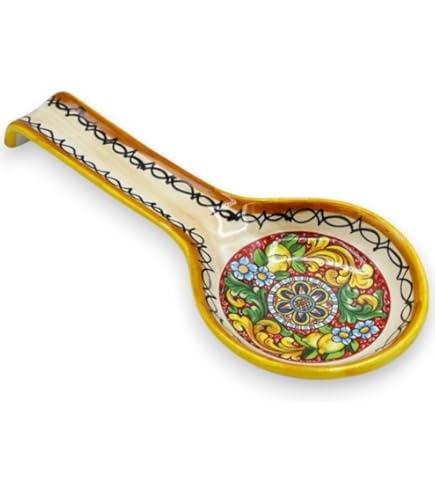 Poggiamestolo In Ceramica Di Caltagirone - Dipinto A Mano, Design Ramo Uva, Autentico Siciliano - Foto 11