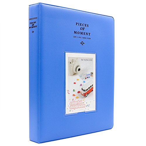 Ablus Store 128 Pockets Mini Photo Album pour Fujifilm Instax Mini 7s 8 8+ 9 25 26 50s 70 90 Caméra Instantanée et Carte Nom (128 Poches, Bleu Cobalt-1)