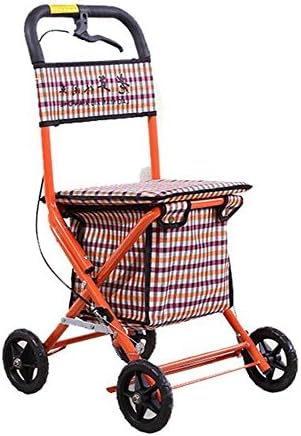 Rollator Folding Lightweight Four Wheeled Rollator Walker with Cable Brakes - seat Lockable Brakes and Carry Bag Red