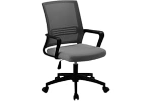 GIO ARREDA Sedia da Ufficio, Girevole, Regolabile in Altezza, Seduta e Schienale in Rete Respirante (Grigio Scuro)