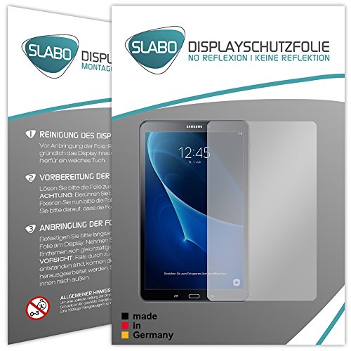 2 x Slabo Displayschutzfolie Samsung Galaxy Tab A (2016) 10.1 Displayschutz Schutzfolie Folie "No Reflexion|Keine Reflektion" MATT - Entspiegelnd MADE IN GERMANY