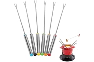 HZTYYIER Forchette per fonduta da 6 pezzi, forchette per formaggio con fontana di cioccolato e frutta in acciaio inossidabile a manico lungo da 24 cm (il fornello non è incluso)