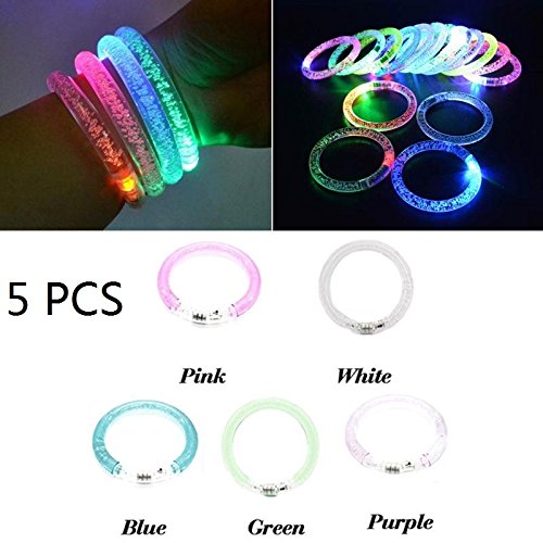 Hanbaili Braccialetti colorati di incandescenza a LED Lampadine in acrilico fino a Rave Wristbands, 5 colori differenti del pc
