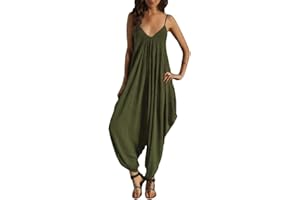 ORANDESIGNE Damen Beiläufig Latzhose Jumpsuits Spaghettiträger Bib Hose Casual Loose Overalls Lange Wide Leg Hosen Baggy Sommerhose Haremshose