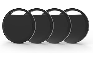 RSH Air Tracker Bluetooth Tag Item Finder, Key Finder Compatible with Apple Find My APP (iOS Only) Replaceable Battery, IP67 Waterproof, for Keys, Wallets, Bags & Luggage (Black, 4 Pack)