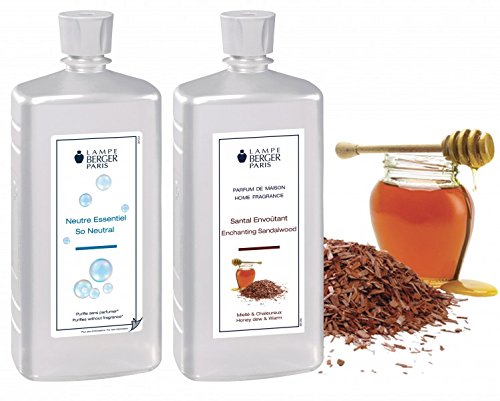 Lampe Berger Vorteilsset - 2 Düfte - 1000 ml Neutral und 1000 ml Sandelholz / Santal Envoûtant inkl. EO Shopping Bag