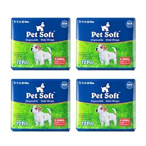 Pet Soft Disposable Male Wrap Dog Diaper 12-72 pcs (48 Count XS, White)