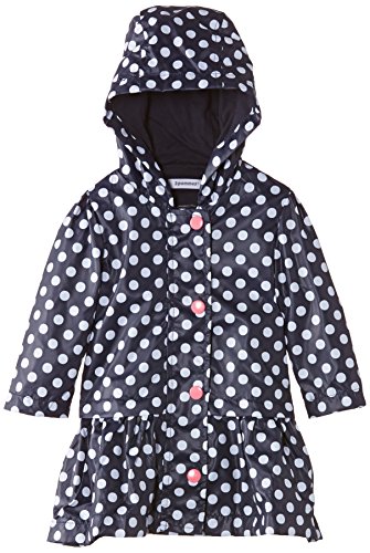 3Pommes Baby-Girls Parka Capuche Polka Dot Waterproof Jacket, Navy Blue, 12-18 Months (Manufacturer Size:18 Months)