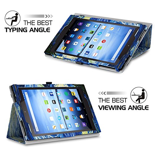MoKo Fire HD 8 2015 Hülle – Kunstleder Ständer Schutzhülle Smart Cover mit Auto Schlaf / Wach Funktion und Stift-Schleife für Amazon Fire HD 8.0 Zoll (5. Generation – 2015 Modell), Sterne Nacht (Nicht für Fire HD 8 2016) - 7