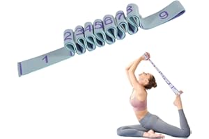 FENQURO elastique musculation, elastique sport, Ceinture de yoga élastique avec 9 boucles pour pilates, fascias, musculation, étirement du corps, ballet, danse, fitness（bleu）