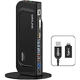 WAVLINK, docking station universale USB 3.0 con supporto rimovibile, Dual Display con porta HDMI/DVI/VGA, 2 USB 3.0 + 4 USB 2