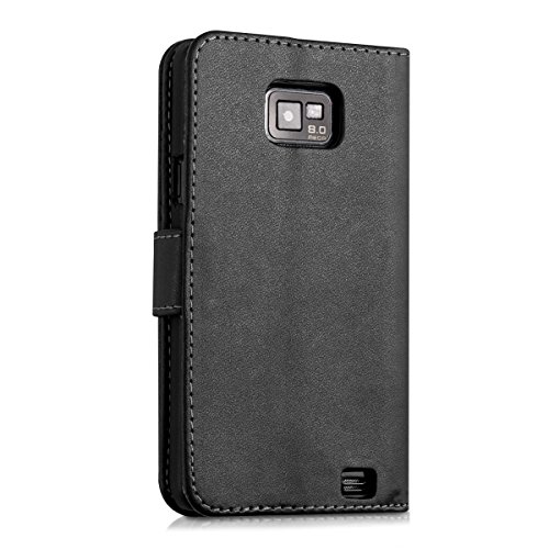 kwmobile Elegante e pratica CUSTODIA PORTAFOGLIO con porta-carte di credito e porta-biglietti da visita per Samsung Galaxy S2 S2 PLUS in nero