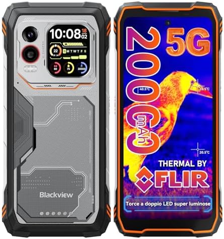 Blackview Xplore 1 Pro 5G Rugged Smartphone Termografia, 20000mAh/55W, 36(12+24)GB+256GB/2TB TF, Dimensity 7050 Telefono Indistruttibile Android 15, 6.78" 120Hz 2.4K, 64MP+50MP, IP68/IP69K/OTG/NFC/GPS