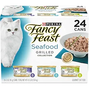 Fancy Feast Purina Gourmet Cat Food, Grilled Seafood (3 oz Can) - Pack of 24