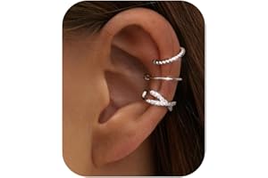 Finrezio 3/4Pcs Ear Cuff 14K Gold Silver Ear Cuff Earrings for Women Gold Ear Cuff No Piercing Fake Cartilage Helix Ear Wrap Earrings Gold Silver Ear Cuffs Non Piercing Fake Earring