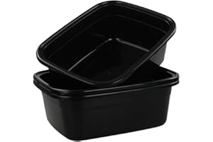 Gloreen Set di 3 Bacinella in Plastica Rettangolare, 16 L, Nero Grandi Bacinella Bucato