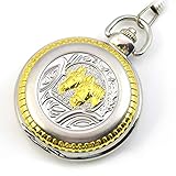 MC-BLL-Pocket Watch Doppelköpfiges Pferd Gold übergroße Retro-Taschenuhr Quarz Männer und Frauen ältere antike Geschenk Taschenuhr, Durchmesser 5,5 cm