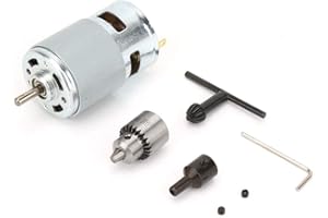 VIKYE 12-30V Micro Motor Set 775 Hochleistungs-Groß-Torsions-Elektromotor Kugellagerwelle mit Lüfter, Spannfutter, Schraubenschlüssel und Wellenhülse