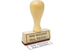 ‎STEMPLINO Stemplino® Textstempel - Wir müssen mal reden - 50mm x 15mm Holzstempel mit Text Bürostempel Firmenstempel Stempel Büro Text Stempel